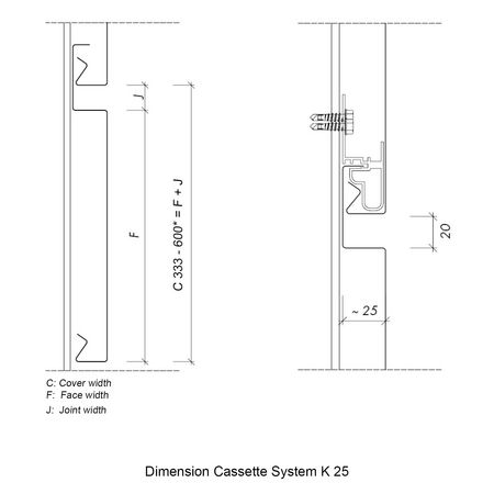 facade cassette measures drawing