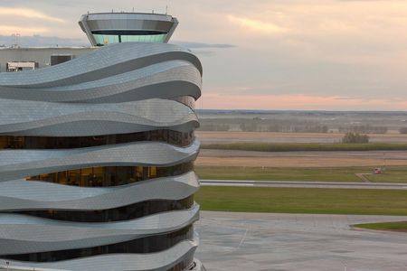 Edmonton Airport, Canada, Leed Silver certified, facade: RHEINZINK-prePATINA blue-grey, flat lock tiles